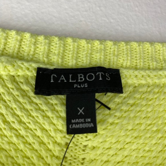 NEW TALBOTS womans plus sz 1X 100% pima cotton open knit yellow pullover sweater - Picture 9 of 10